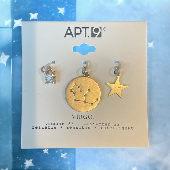 Virgo Zodiac Charm Pendants Set - Gold - Picture 1 of 2